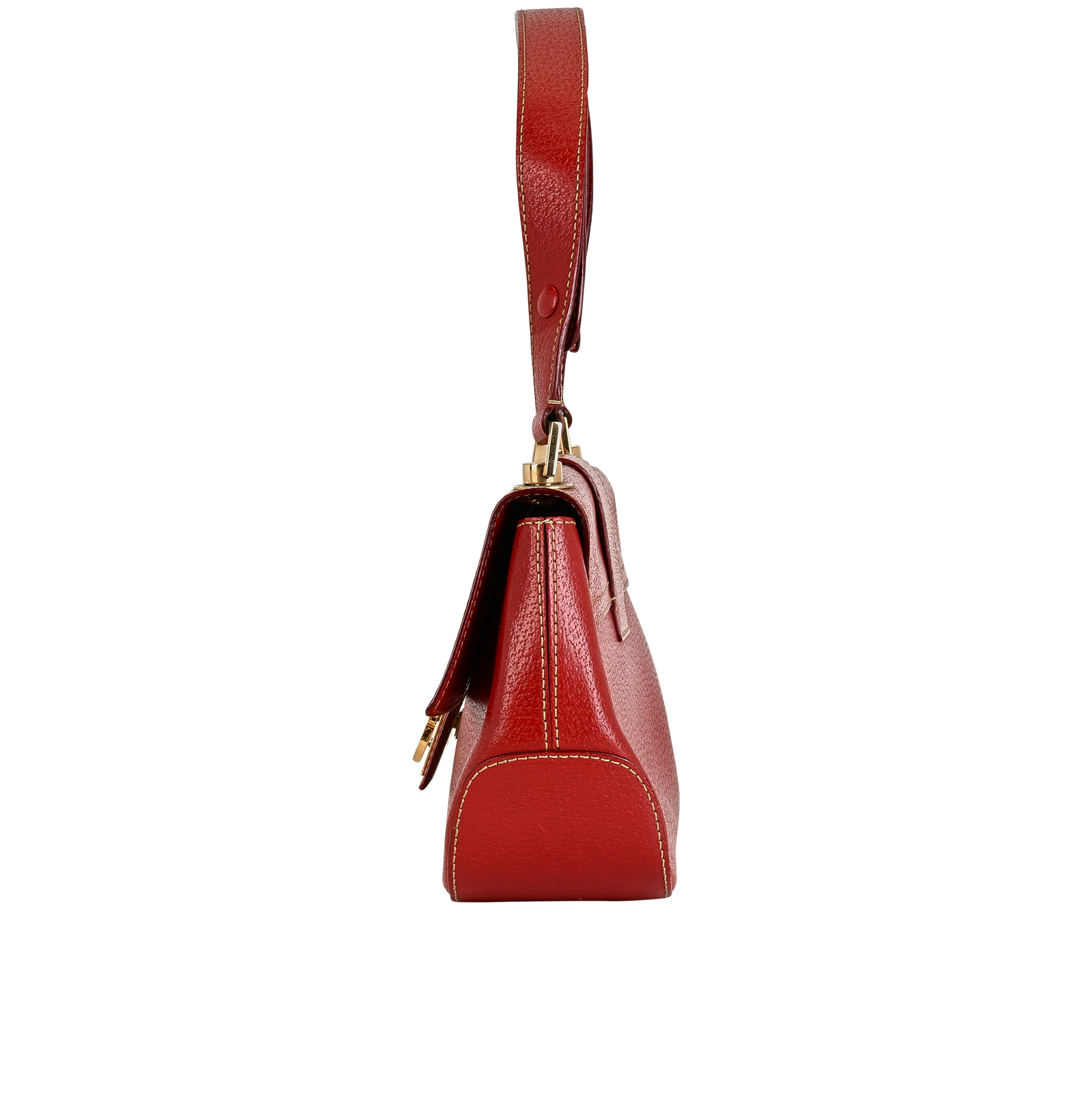 Gancini Flap Shoulder Bag, &pound;180, Handbags, Red, Leather, Bottom view